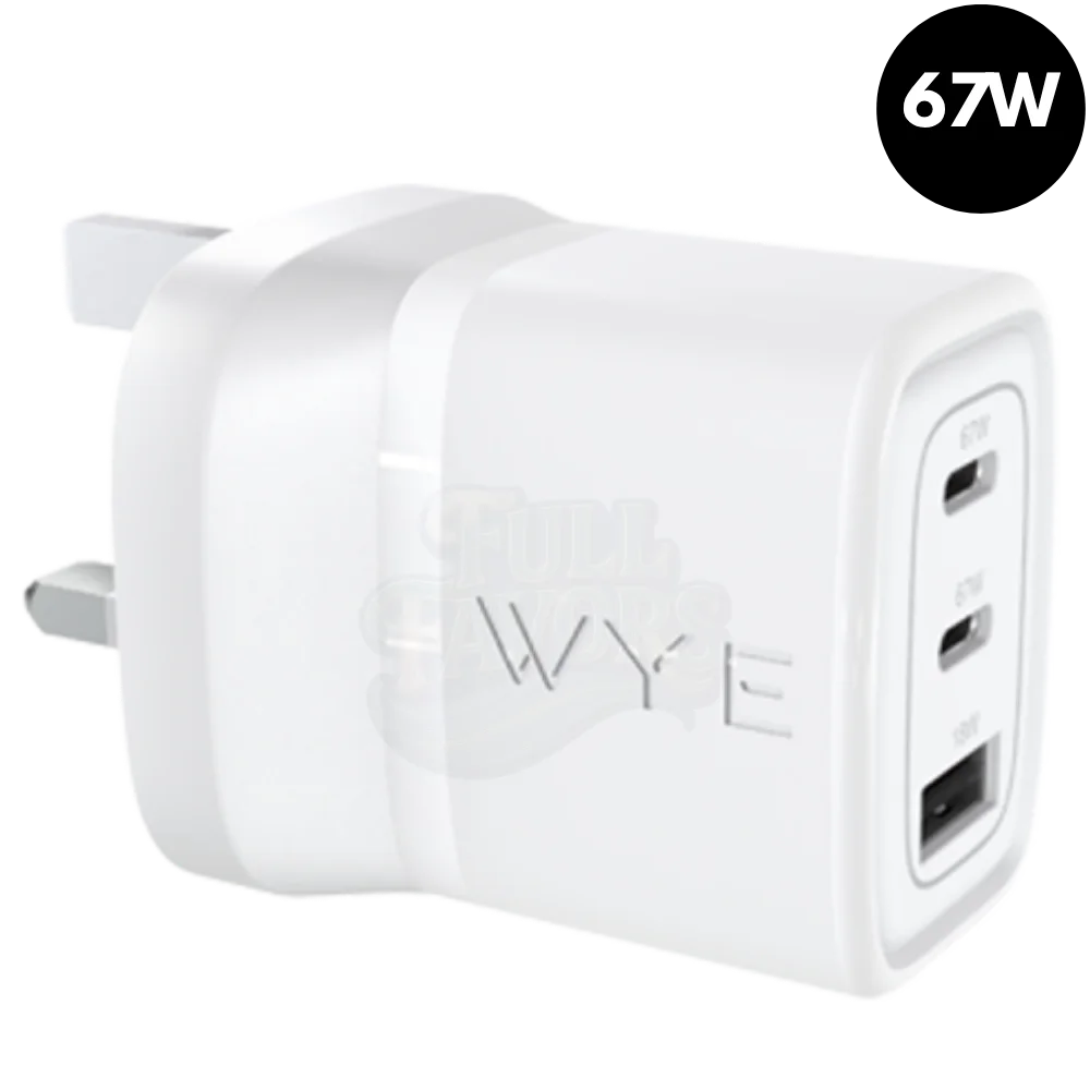 67W triple-port GaN III fast charger in white
