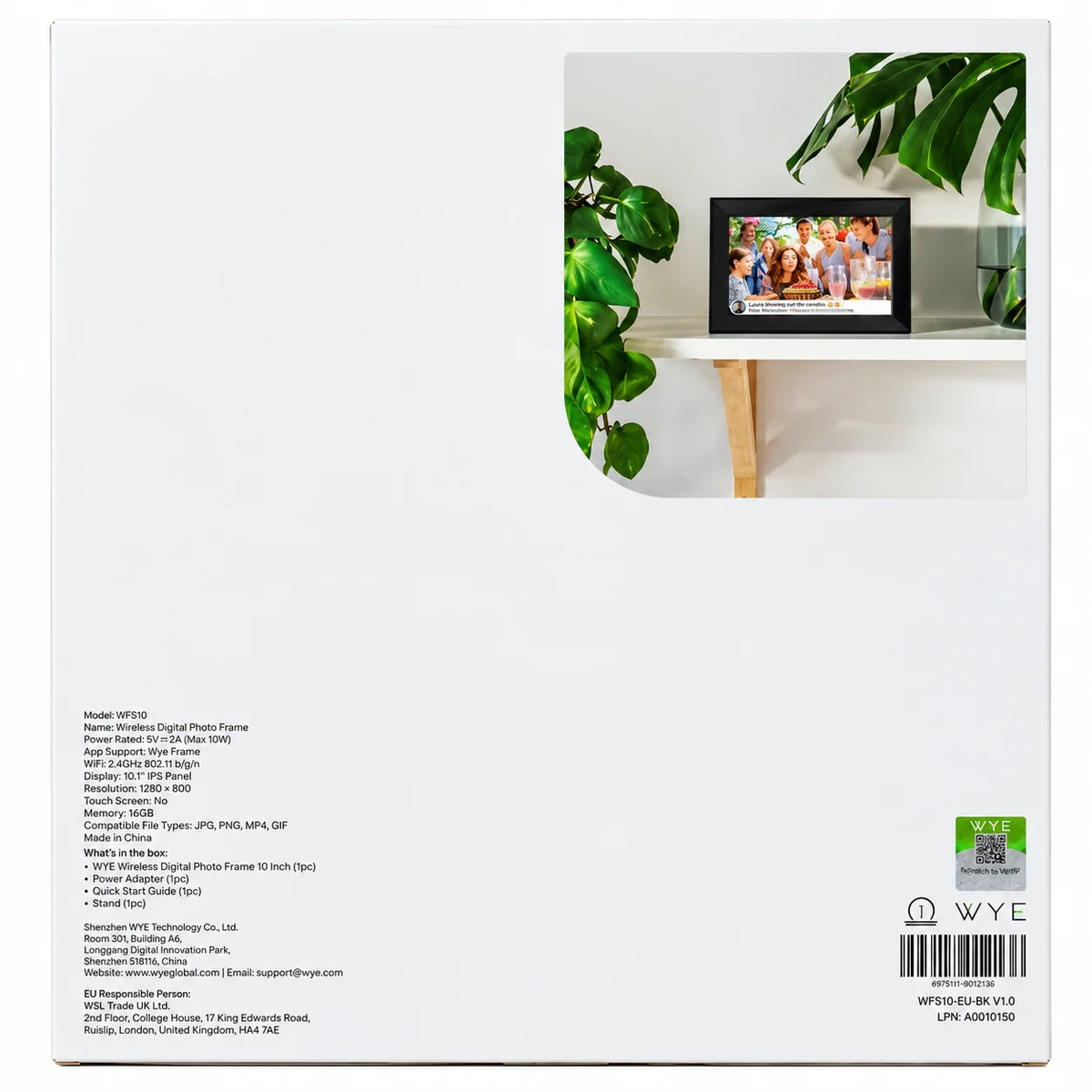 10.1-inch wireless digital photo frame WiFi black