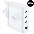 100W GaN Fast Charger – 3 × USB-C + USB-A