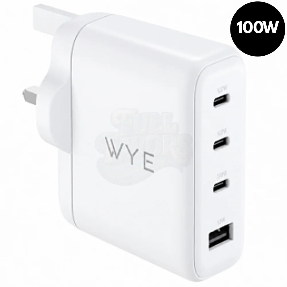 100W GaN Fast Charger – 3 × USB-C + USB-A