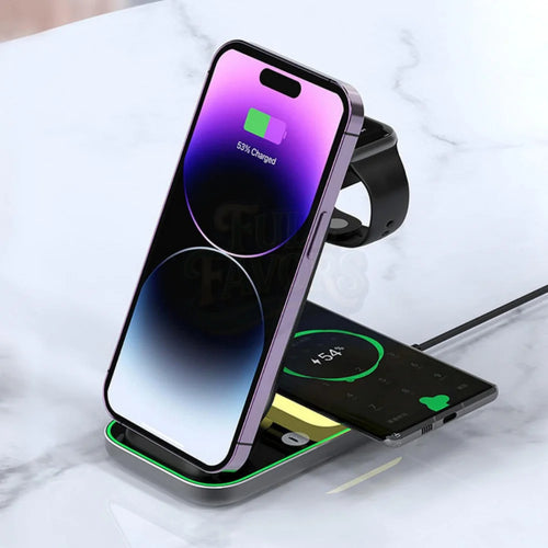 3-in-1 Magnetic Wireless Charging Stand – Black
