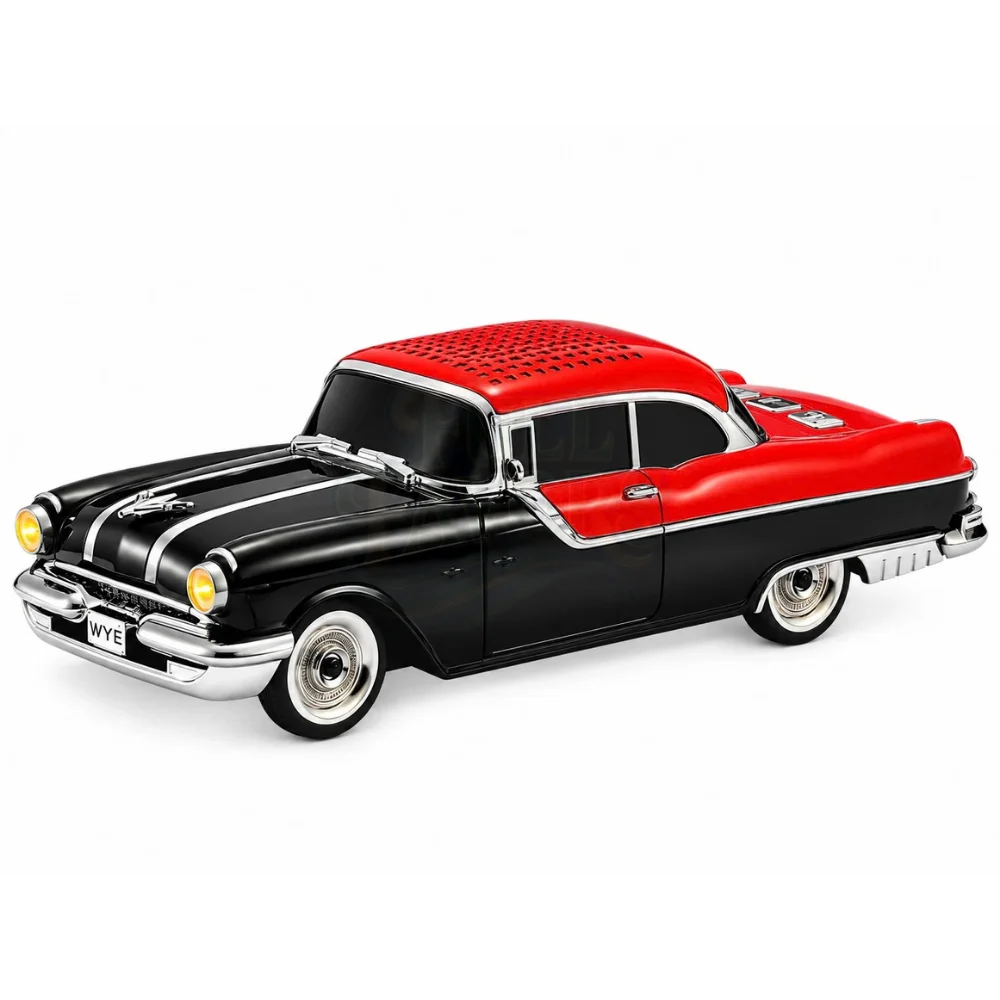Classic Car Shape Bluetooth Wireless Speaker – Red & Black